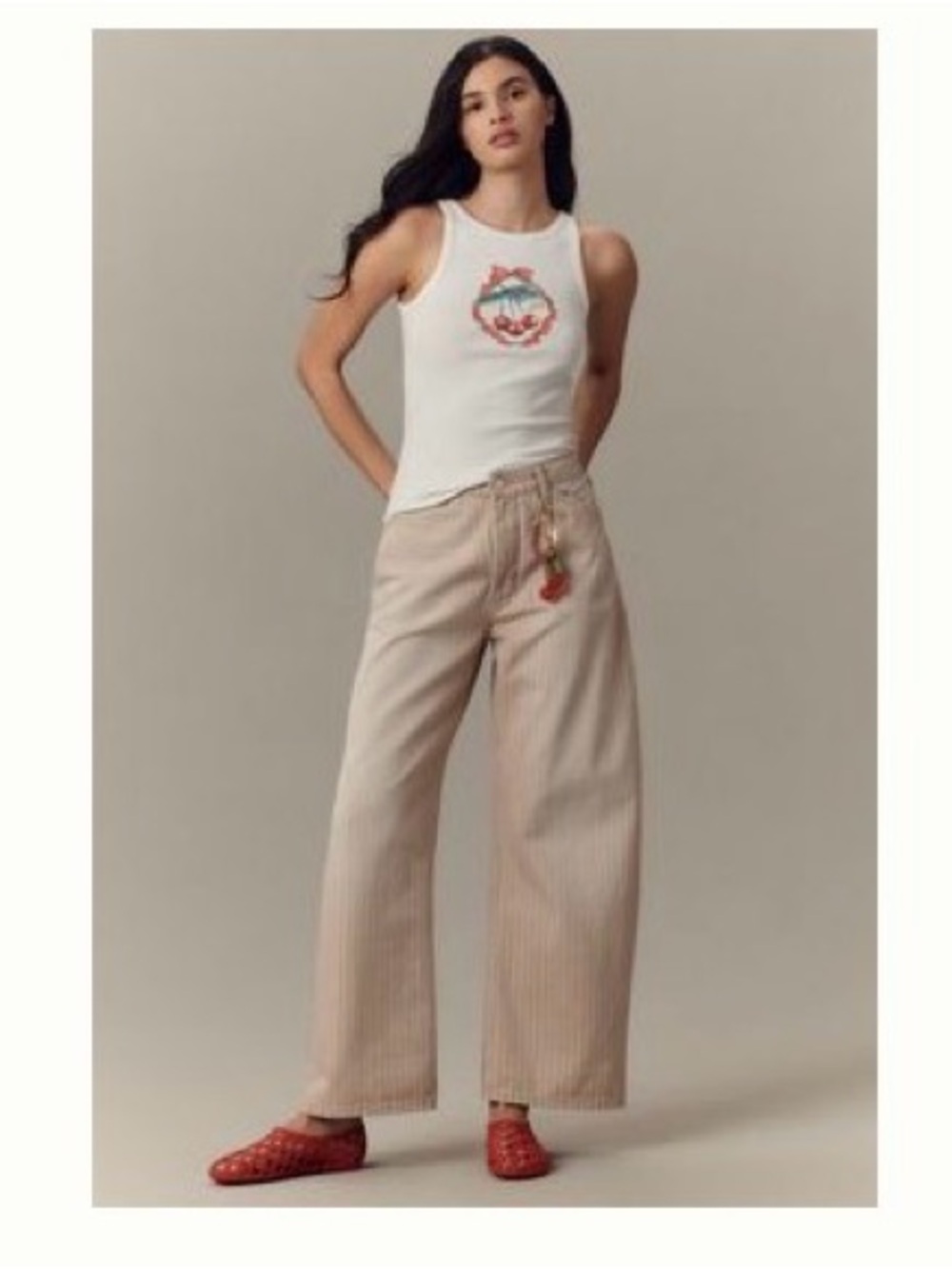 Anthropologie Pilcro Kayden High-Rise Carpenter Barrel Jeans in light peach wash